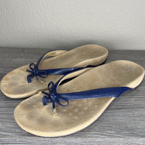 Vionic Flip Flop Shoes Sandals Bow Bella Women's 11? Navy Blue Comfort Support - Picture 1 of 11